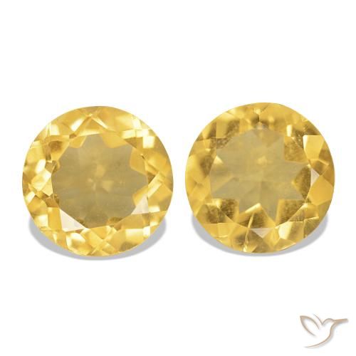 Pedras preciosas de Citrino Dourado médio natural de 2.10 ct, Corte Redondo, VS