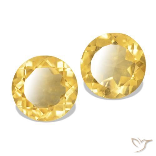 Pedras preciosas de Citrino Dourado médio natural de 2.10 ct, Corte Redondo, VS