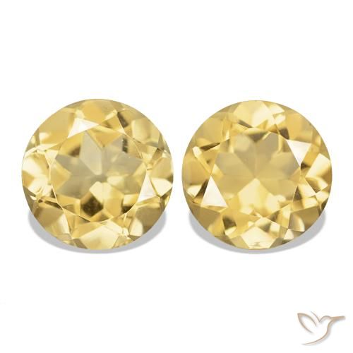 Pedras preciosas de Citrino Dourado natural de 2.46 ct, Corte Redondo, VVS-VS