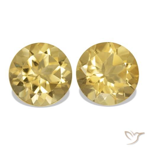 Pedras preciosas de Citrino Dourado natural de 2.50 ct, Corte Redondo, VVS