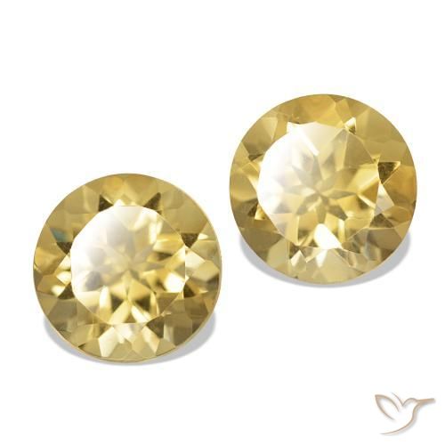 Pedras preciosas de Citrino Dourado natural de 2.50 ct, Corte Redondo, VVS