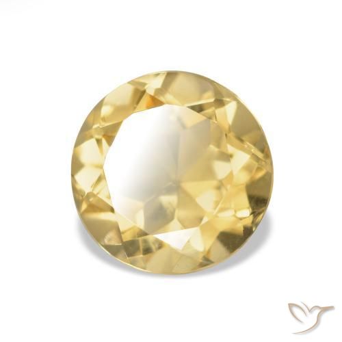 Citrino amarelo claro natural 1,29ct, corte redondo, VS
