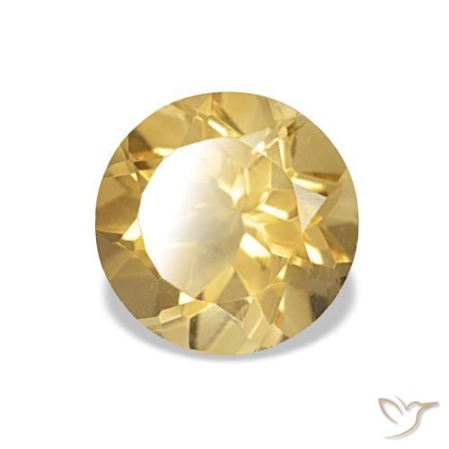 Citrino amarelo claro natural 1,16ct, corte redondo, VS