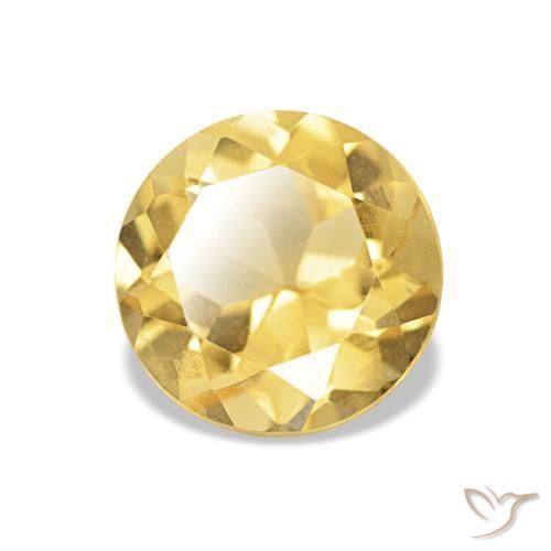 Citrino amarelo dourado claro natural 1,28ct, corte redondo, VS