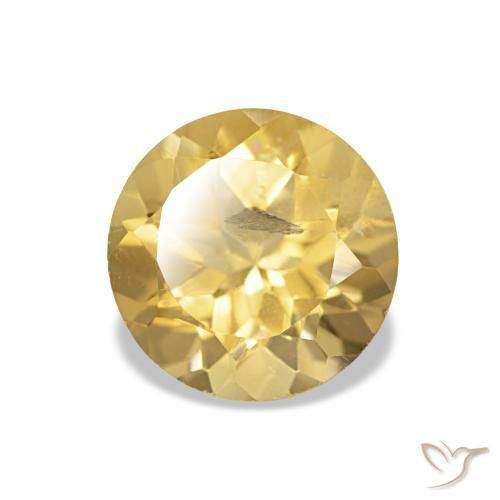 Citrino amarelo natural 1,24ct, corte redondo, VS-SI