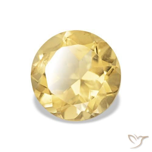 Citrino amarelo claro natural 1,21ct, corte redondo, VS
