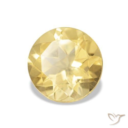 Citrino amarelo natural 1,23ct, corte redondo, VVS
