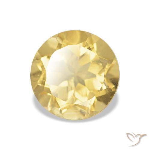 Citrino amarelo natural 1,26ct, corte redondo, VVS