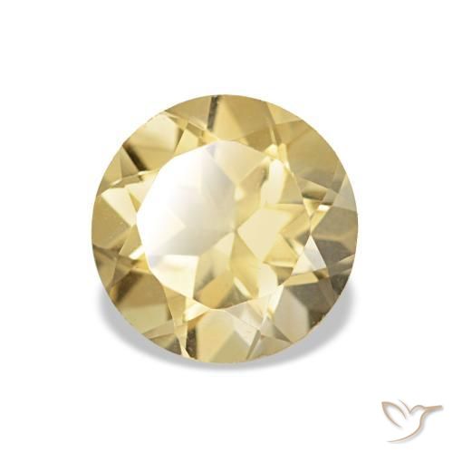 Citrino amarelo dourado claro natural 1,12ct, corte redondo, VVS