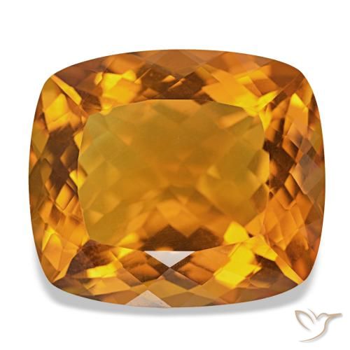Citrino Laranja Profundo Natural 35.71ct, Almofada cortada, IF