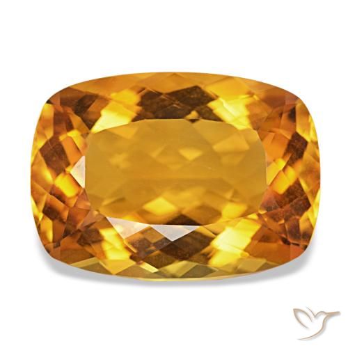 Citrino Laranja Profundo-Ouro Natural 15.35ct, Almofada cortada, VVS