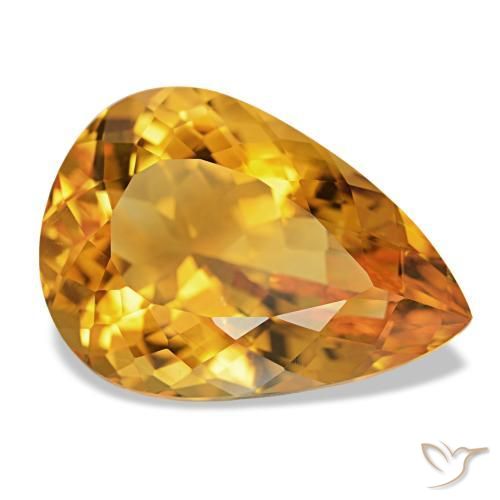 Citrino amarelo natural 14,17ct, formato de pêra, VVS-VS