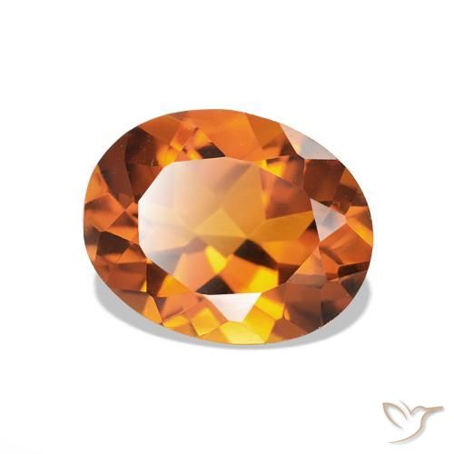 Citrino Laranja Médio Natural 1,55ct, Corte Oval, VVS