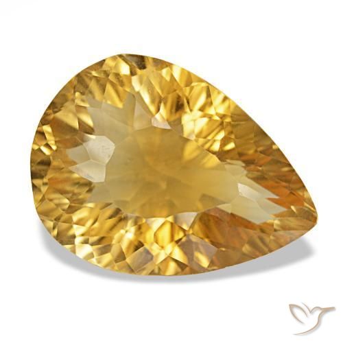 Citrino Laranja Dourado Profundo Natural 12.82ct, Formato de pêra, VS