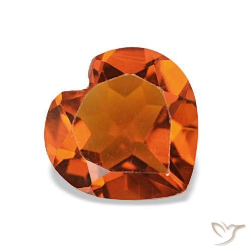 Citrino Laranja Profundo Natural 1.06ct, Formato de coração, VS