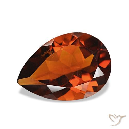 Citrino Laranja Avermelhado Profundo Natural 1.56ct, Formato de pêra, VVS