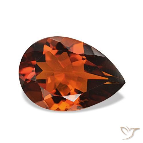Citrino Laranja Avermelhado Profundo Natural 1.56ct, Formato de pêra, VVS