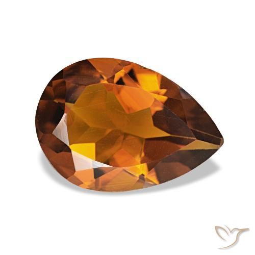 Citrino laranja natural 1,61ct, formato de pêra, VVS