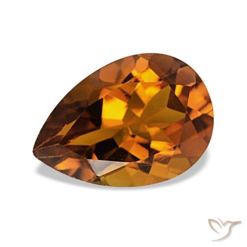 1.88ct Medium Dark-Orange Citrino Pedras Preciosas, Formato de pêra, VVS-VS