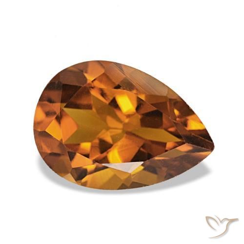 Citrino Medium Dark-Orange Natural 1.88ct, Formato de pêra, VVS-VS