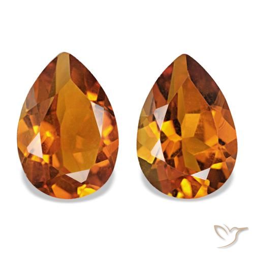Pedras preciosas de Citrino Laranja Profundo natural de 3.38 ct, Formato de pêra, VVS-VS