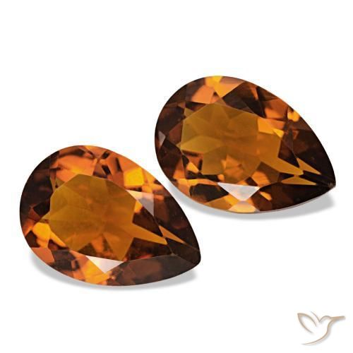 Pedras preciosas de Citrino Medium Dark-Orange natural de 3.05 ct, Formato de pêra, VS