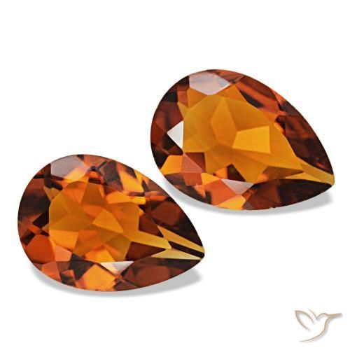 Pedras preciosas de Citrino Laranja Profundo natural de 3.01 ct, Formato de pêra, VVS-VS