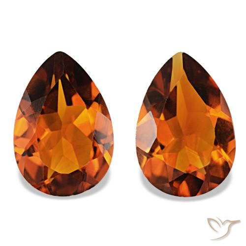 Pedras preciosas de Citrino Laranja Médio natural de 3.14 ct, Formato de pêra, VVS-VS