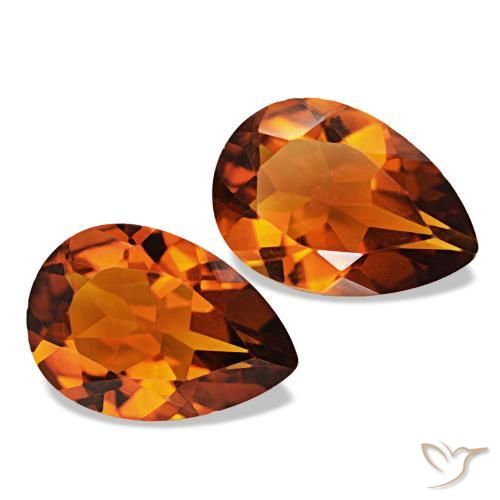 Pedras preciosas de Citrino Laranja Médio natural de 3.14 ct, Formato de pêra, VVS-VS