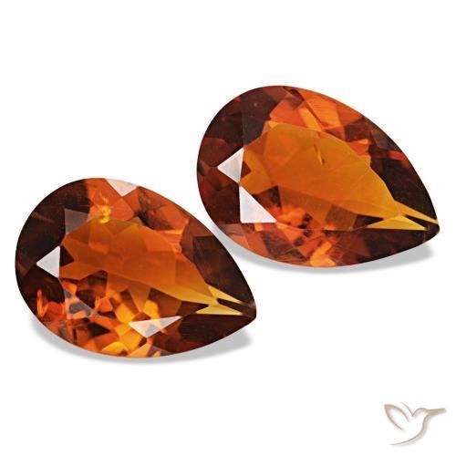Pedras preciosas de citrino laranja natural de 2,85 ct, formato de pêra, VS
