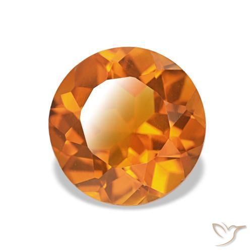 Citrino laranja avermelhado Natural 1.66ct, Corte Redondo, VVS