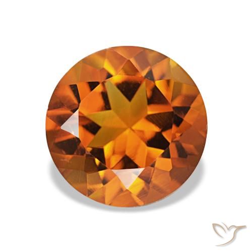 Citrino Laranja Médio Natural 2.01ct, Corte Redondo, VVS-VS