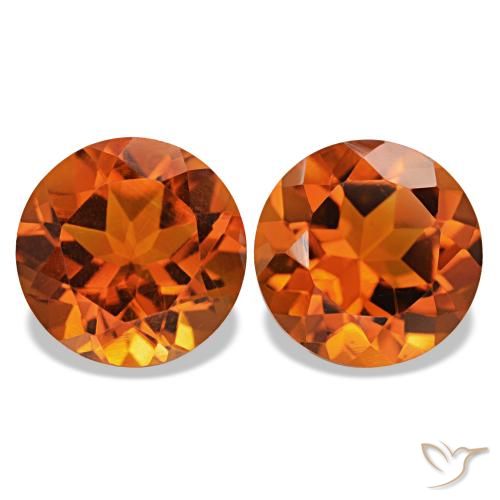 Pedras preciosas de Citrino laranja avermelhado natural de 3.58 ct, Corte Redondo, VVS-VS