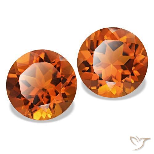 Pedras preciosas de Citrino laranja avermelhado natural de 3.58 ct, Corte Redondo, VVS-VS