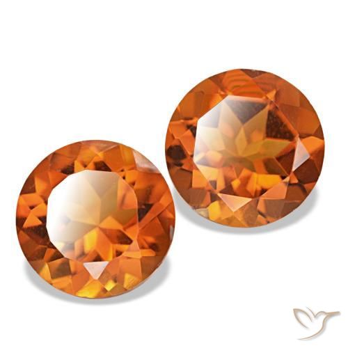 Pedras preciosas de Citrino Laranja Médio natural de 3.27 ct, Corte Redondo, VS