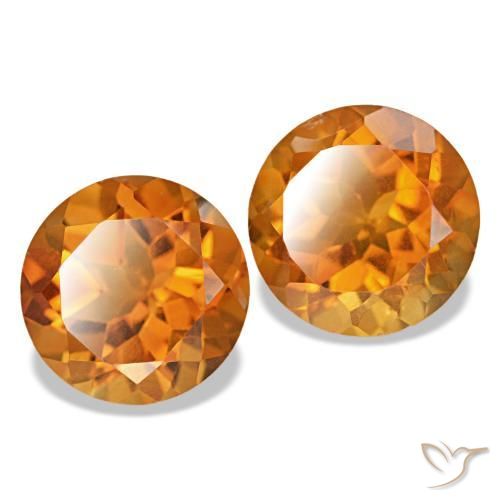 Pedras preciosas de Citrino Laranja Médio natural de 3.49 ct, Corte Redondo, VVS-VS