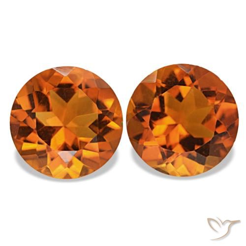Pedras preciosas de Citrino Medium Dark-Orange natural de 3.28 ct, Corte Redondo, VVS-VS