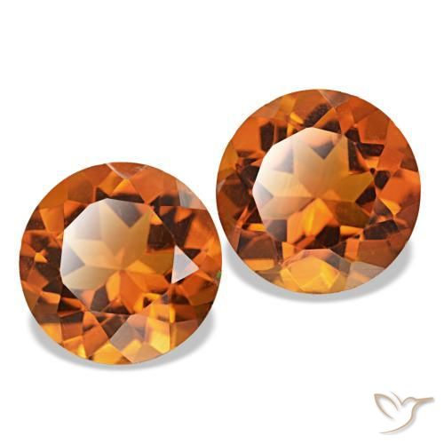 Pedras preciosas de Citrino Medium Dark-Orange natural de 3.28 ct, Corte Redondo, VVS-VS