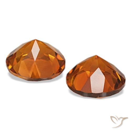 Pedras preciosas de Citrino Medium Dark-Orange natural de 3.28 ct, Corte Redondo, VVS-VS