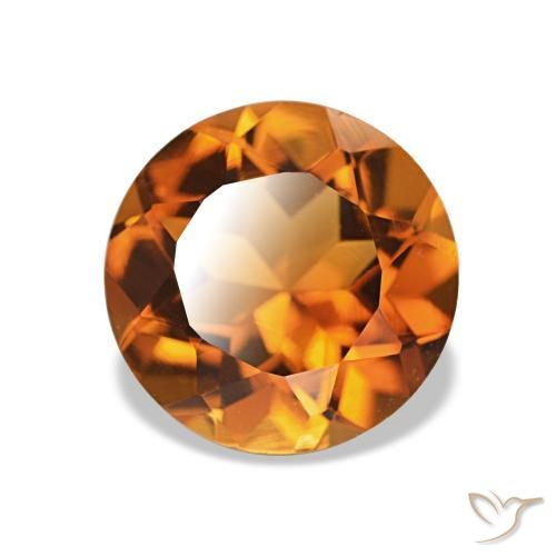 Citrino Laranja Profundo Natural 1.66ct, Corte Redondo, VVS-VS