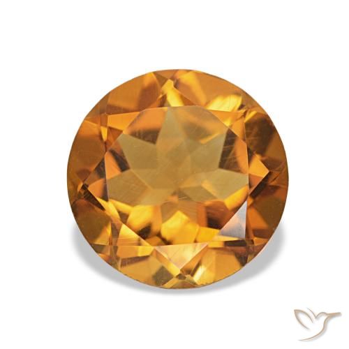 Citrino Laranja acastanhado Natural 1.54ct, Corte Redondo, VVS-VS