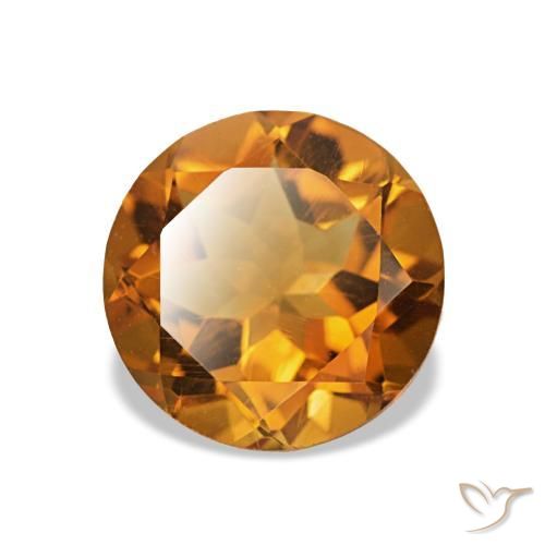 Citrino Laranja acastanhado Natural 1.54ct, Corte Redondo, VVS-VS
