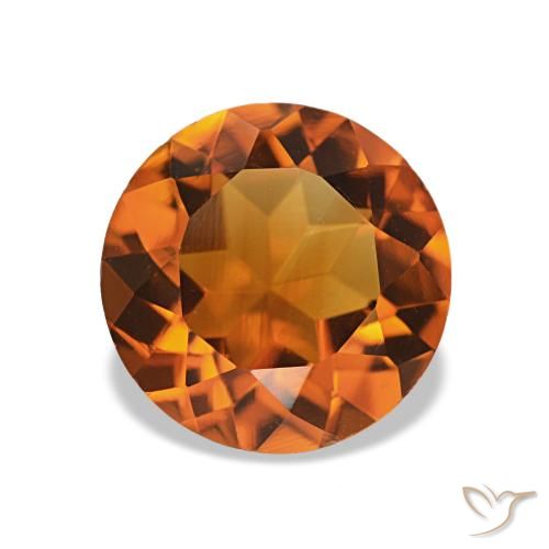 Citrino laranja profundo natural 1,61ct, corte redondo, VS