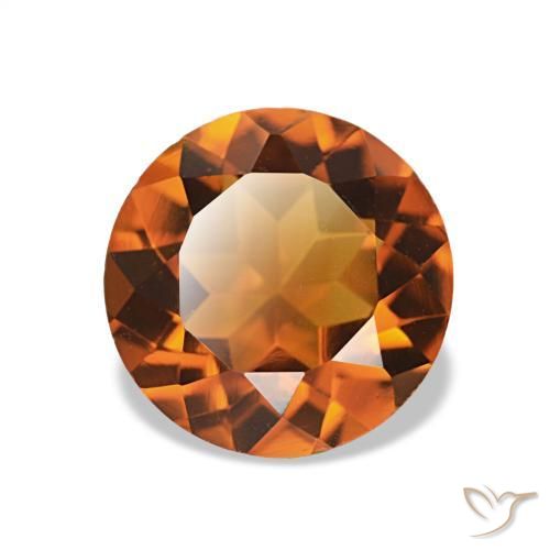Citrino laranja profundo natural 1,61ct, corte redondo, VS