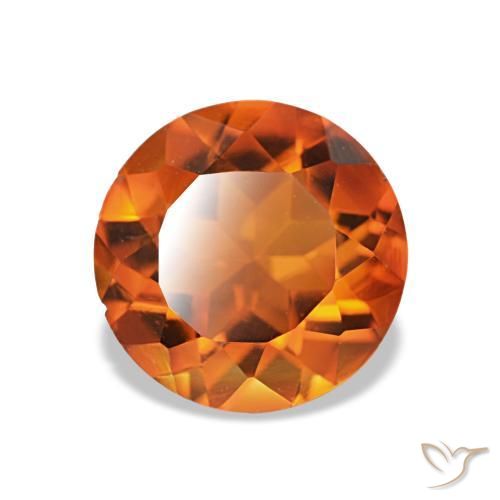 Citrino laranja natural 1,56ct, corte redondo, VS