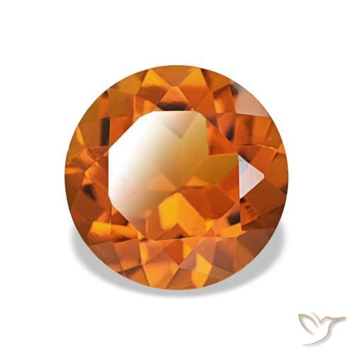 Citrino laranja médio natural 1,72ct, corte redondo, VVS