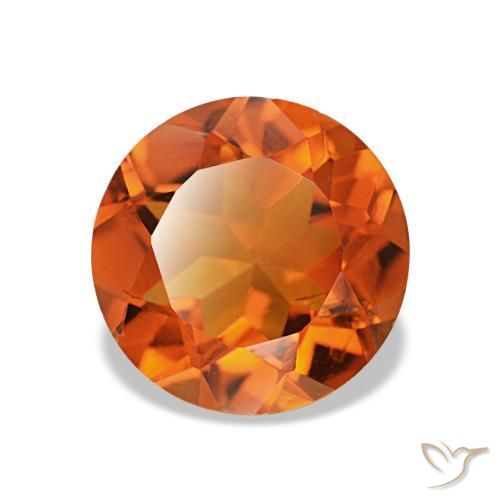 Citrino laranja profundo natural 1,57ct, corte redondo, VS