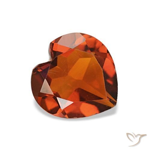 Citrino laranja natural 1,04ct, formato de coração, VS