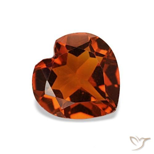 Citrino laranja natural 1,00ct, formato de coração, VS