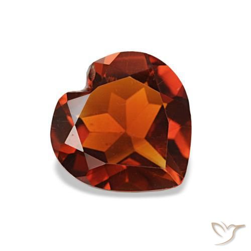 Citrino laranja escuro natural 0,98ct, formato de coração, VS